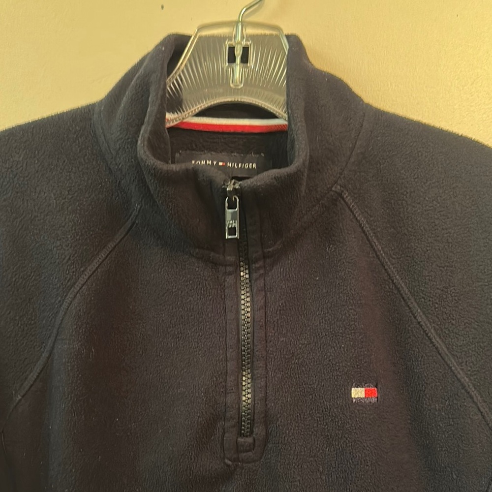 Tommy Hilfiger Blue Quarter-Zip Front Pocket Fleece